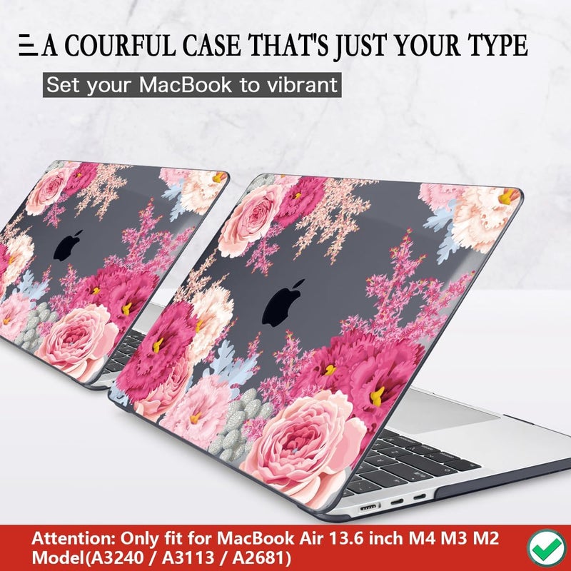 CISSOOK Laptop Cover, Hard Shell Case with Keyboard Cover for MacBook Air 13.6 inch M3 A3113 & M2 A2681, Gorgeous Flowers - Image 3